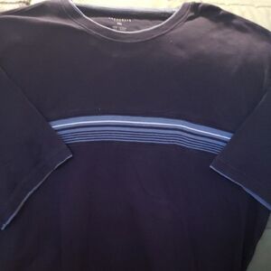 Van Heusen Navy Blue Men's Crewneck Shirt With Stripe
